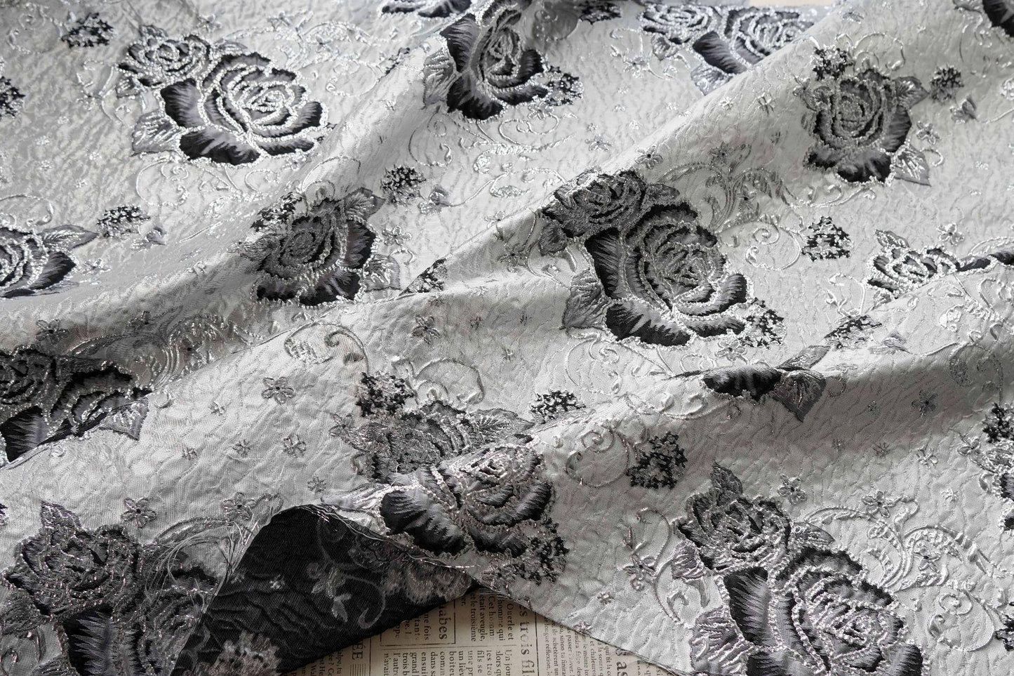 3D Embossed Floral Yarn-Dyed Fabric, Ornate Woven Textile for Dresses, Jackets, Bags, Home Decor and Sewing, 58"Wide
