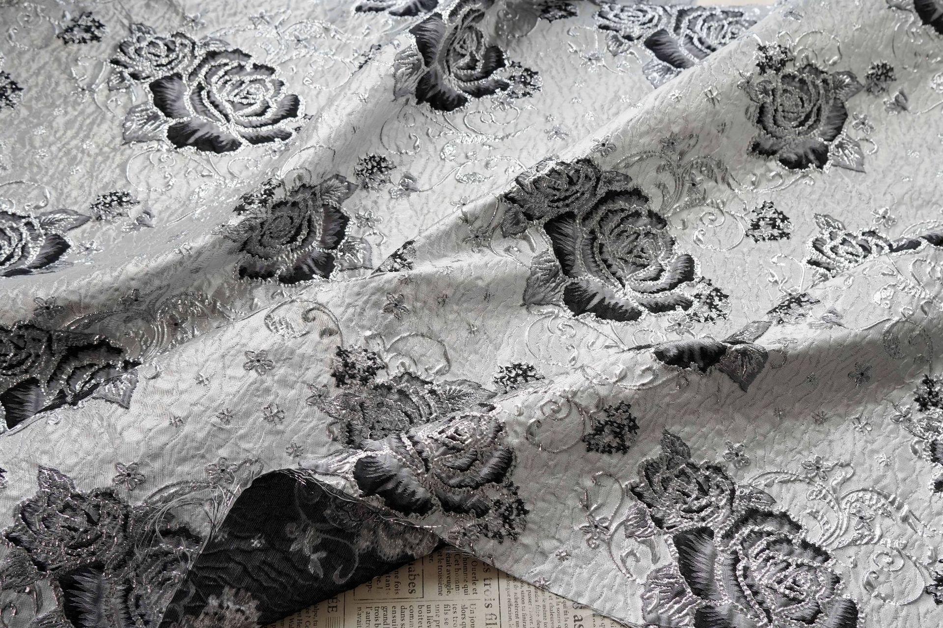 3D Embossed Floral Yarn-Dyed Fabric, Ornate Woven Textile for Dresses, Jackets, Bags, Home Decor and Sewing, 58"Wide