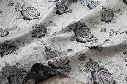 3D Embossed Floral Yarn-Dyed Fabric, Ornate Woven Textile for Dresses, Jackets, Bags, Home Decor and Sewing, 58"Wide
