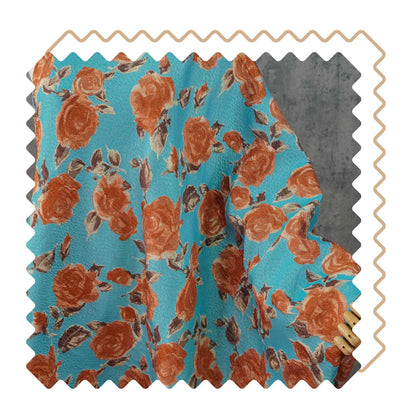 Vintage-Style 3D Embossed Rose Jacquard Fabric, Blue Floral Woven Textile for Dressmaking, Jackets, Bags and Home Decor, 55"Wide