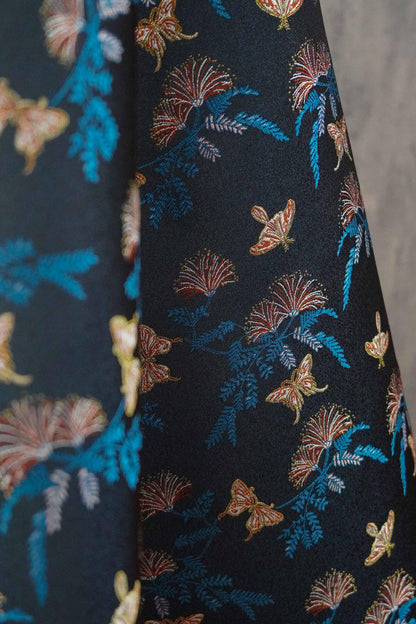 Reversible Butterfly Floral Song Brocade Fabric, Yarn-Dyed Jacquard Textile for Qipao, Hanfu, Dresses, Bags and Sewing, 59"Wide