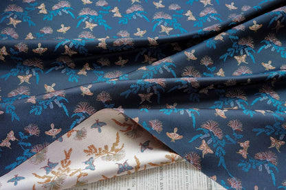 Reversible Butterfly Floral Song Brocade Fabric, Yarn-Dyed Jacquard Textile for Qipao, Hanfu, Dresses, Bags and Sewing, 59"Wide