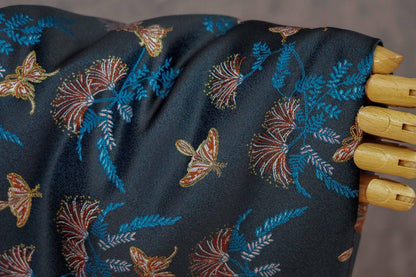Reversible Butterfly Floral Song Brocade Fabric, Yarn-Dyed Jacquard Textile for Qipao, Hanfu, Dresses, Bags and Sewing, 59"Wide
