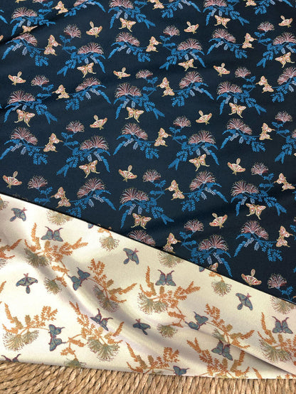 Reversible Butterfly Floral Song Brocade Fabric, Yarn-Dyed Jacquard Textile for Qipao, Hanfu, Dresses, Bags and Sewing, 59"Wide