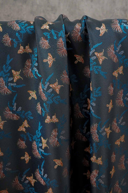 Reversible Butterfly Floral Song Brocade Fabric, Yarn-Dyed Jacquard Textile for Qipao, Hanfu, Dresses, Bags and Sewing, 59"Wide