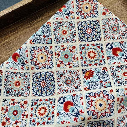 Floral Medallion Print Cotton Fabric, Small Botanical Pattern Sewing Textile for Dresses, Quilting, Crafts and Home Decor