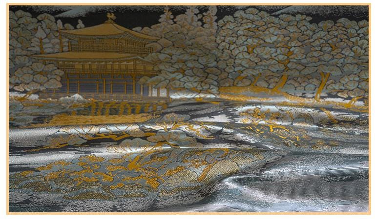 Pavilion Landscape Brocade Jacquard Fabric, 3D Scenic Woven Textile, 2 Colors for Qipao, Hanfu, Jackets, Bags and Sewing, 59"W