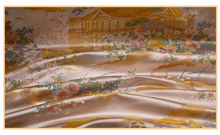 Garden Floral Landscape Brocade Jacquard Fabric, 3D Woven Textile for Kimono, Qipao, Hanfu, Jackets, Bags and Sewing, 59"W
