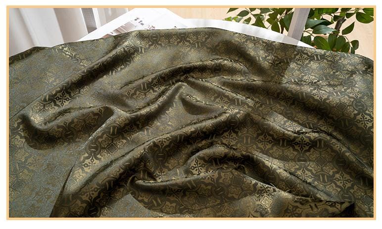 Ornamental Song Brocade Jacquard Fabric, Tone-on-Tone Woven Textile, 5 Colors for Qipao, Bags, Pouches, Framing, Crafts and Sewing, 59"W
