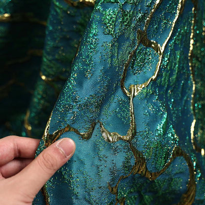 Jade green Metallic Thread Jacquard Fabric, 3D Embossed Stripe Textile, Multicolor Woven Fabric for Dressmaking, Jackets, Bags and Decor