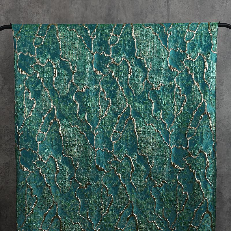 Jade green Metallic Thread Jacquard Fabric, 3D Embossed Stripe Textile, Multicolor Woven Fabric for Dressmaking, Jackets, Bags and Decor