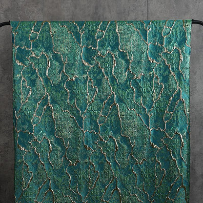 Jade green Metallic Thread Jacquard Fabric, 3D Embossed Stripe Textile, Multicolor Woven Fabric for Dressmaking, Jackets, Bags and Decor