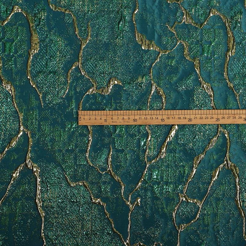 Jade green Metallic Thread Jacquard Fabric, 3D Embossed Stripe Textile, Multicolor Woven Fabric for Dressmaking, Jackets, Bags and Decor