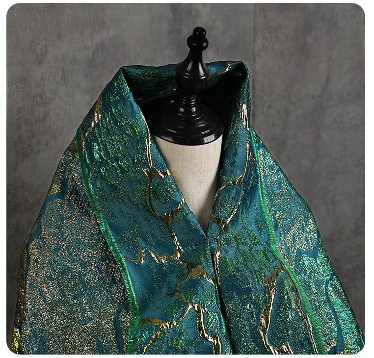 Jade green Metallic Thread Jacquard Fabric, 3D Embossed Stripe Textile, Multicolor Woven Fabric for Dressmaking, Jackets, Bags and Decor