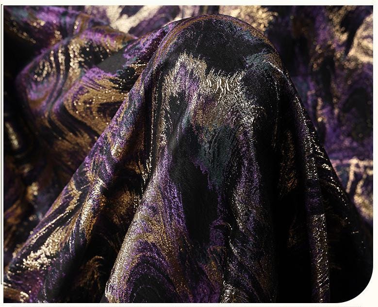 Multicolor Metallic Thread Jacquard Fabric, Abstract Textured Woven Textile for Dresses, Jackets, Bags, Fashion and Sewing