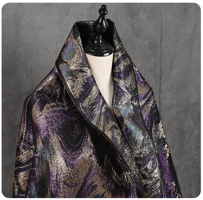 Multicolor Metallic Thread Jacquard Fabric, Abstract Textured Woven Textile for Dresses, Jackets, Bags, Fashion and Sewing