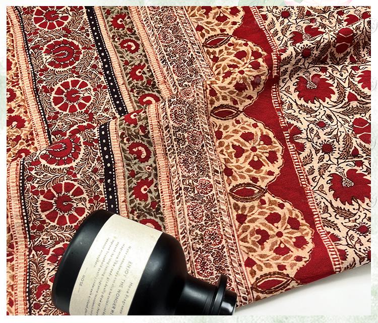 Ornamental Floral Stripe Print Cotton Fabric, Vintage-Style Botanical Textile for Dresses, Quilting, Crafts and Home Decor