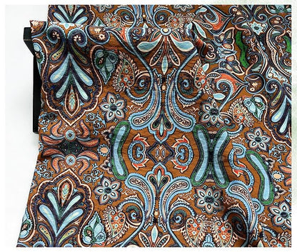 Ornamental Paisley Floral Print Fabric, Botanical Vine Textile for Dresses, Bags, Crafts, Sewing and Home Decor