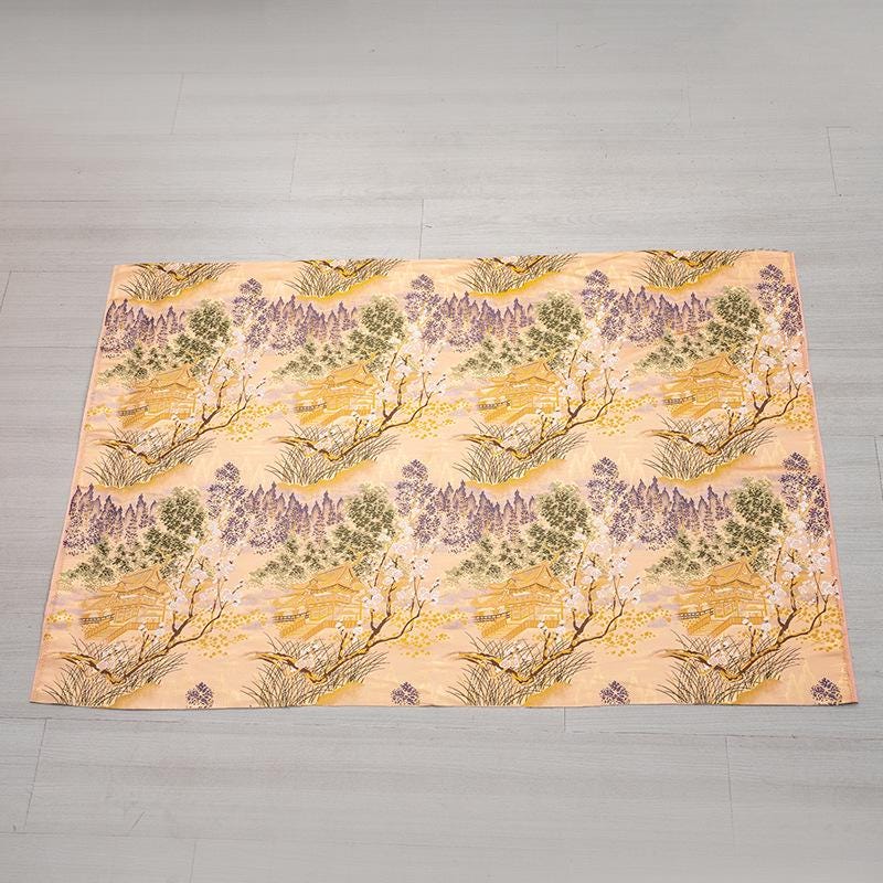 Plum Blossom Pavilion Landscape Brocade Jacquard Fabric, 3D Woven Textile for Qipao, Jackets, Bags, Crafts and Home Decor
