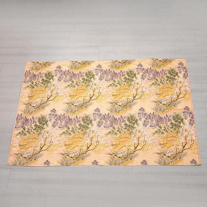 Plum Blossom Pavilion Landscape Brocade Jacquard Fabric, 3D Woven Textile for Qipao, Jackets, Bags, Crafts and Home Decor