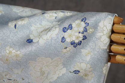 Light Blue Butterfly Camellia Song Brocade Fabric, Yarn-Dyed Floral Jacquard Textile for Qipao, Hanfu, Dresses, Bags and Sewing, 59"Wide