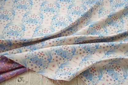 Sparrow Peony Song Brocade Fabric, Yarn-Dyed Floral Bird Jacquard Textile, 2 Colors for Qipao, Hanfu, Dresses and Sewing, 60"Wide