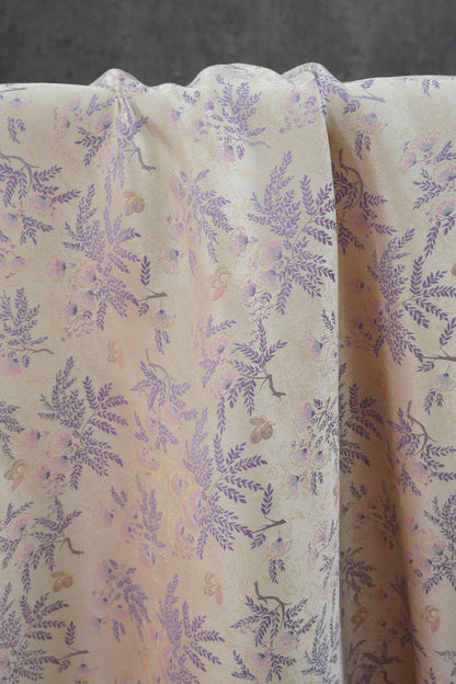 Albizia Butterfly Jacquard Brocade Fabric, Floral Woven Satin Textile for Qipao, Dresses, Jackets, Bags and Sewing Projects, 59"Wide