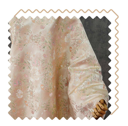 Cute Animal Spring Song Brocade Fabric, Chinese Style Gold Metallic Jacquard Textile, Floral Woven Fabric for Dress, Qipao and Sewing
