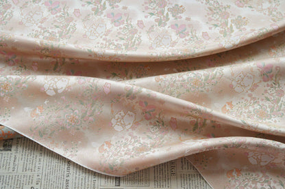 Cute Animal Spring Song Brocade Fabric, Chinese Style Gold Metallic Jacquard Textile, Floral Woven Fabric for Dress, Qipao and Sewing