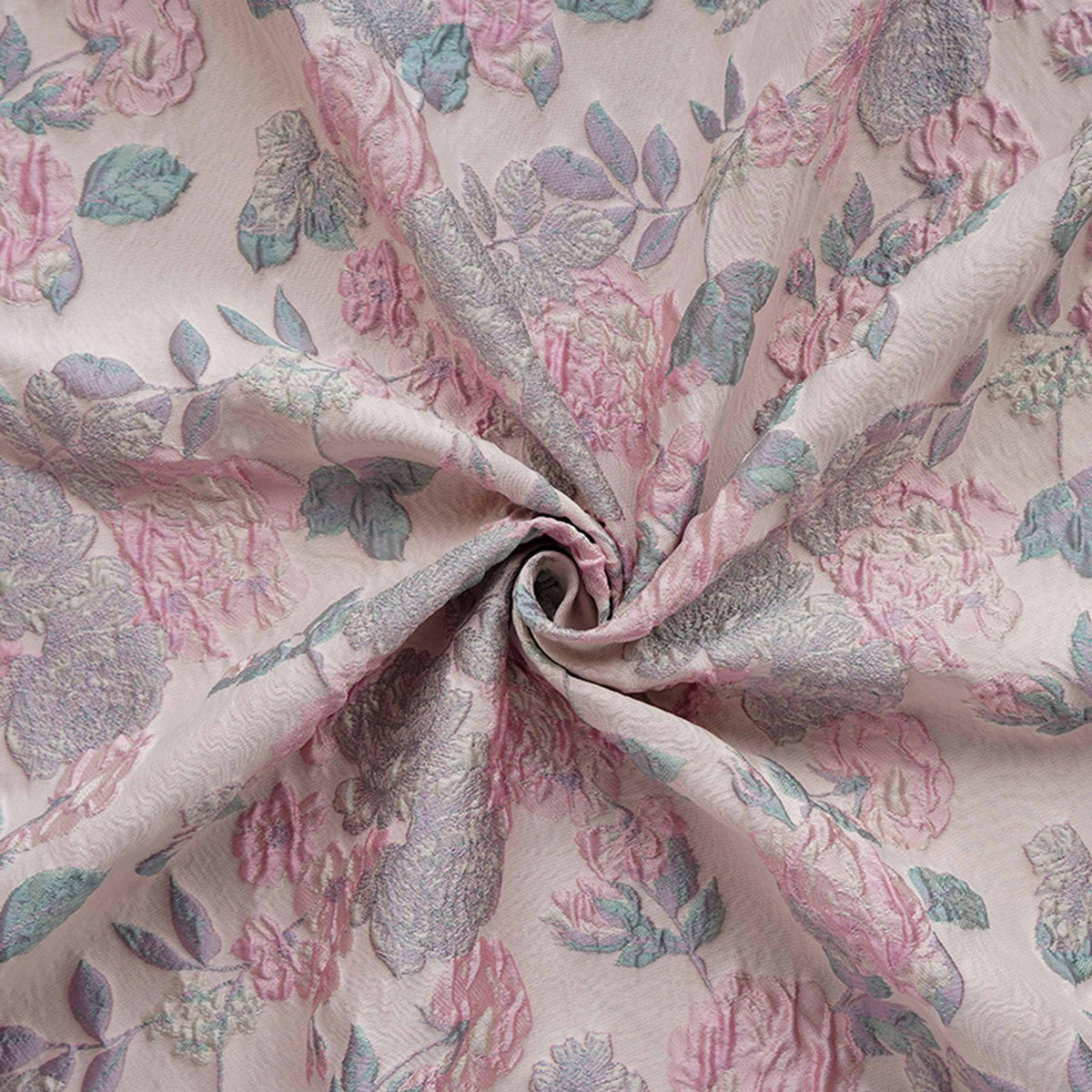 Lime Green & Silver 3D Embossed Floral Yarn-Dyed Fabric, Textured Woven Textile for Dresses, Jackets, Skirts, Bags and Sewing - 55"W