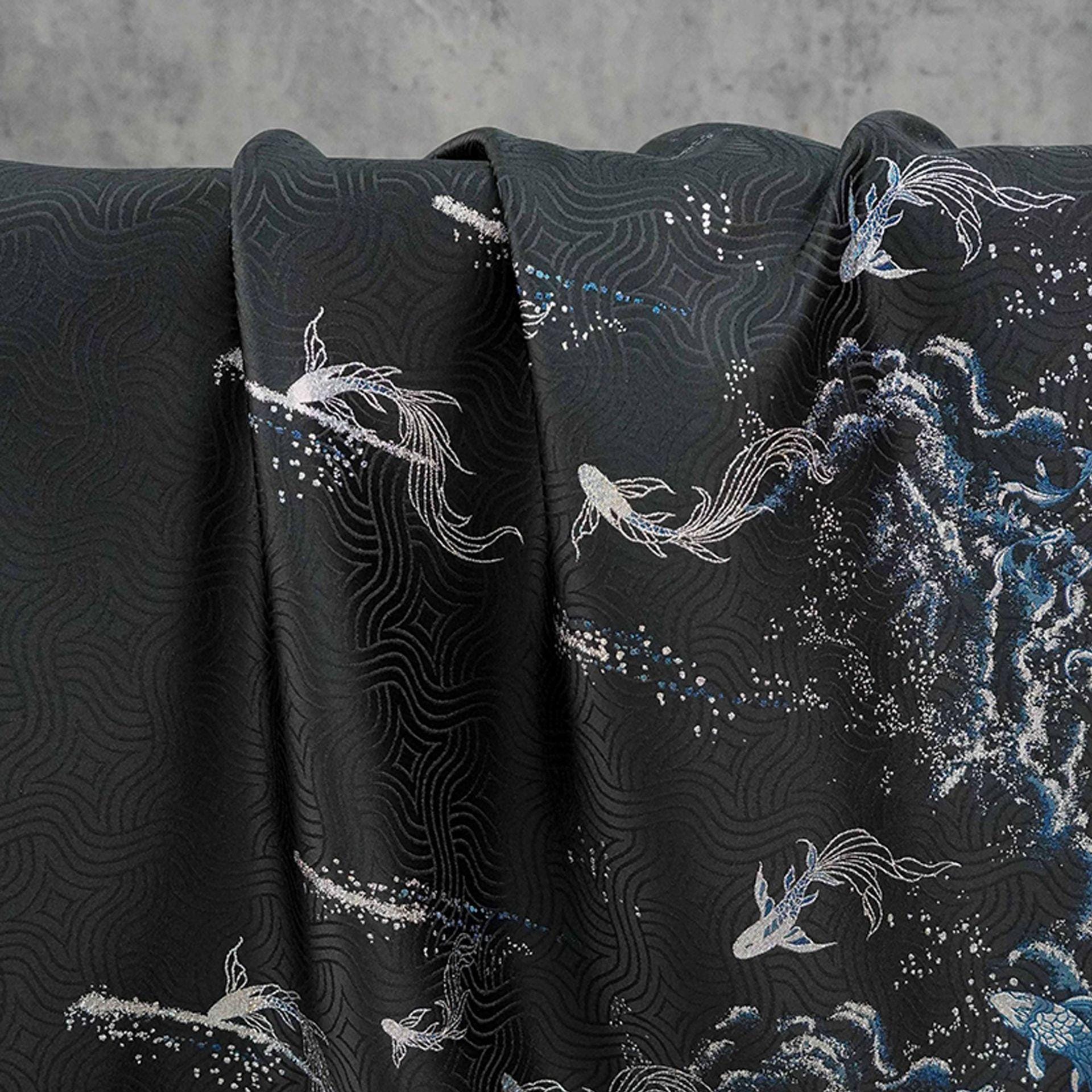 Ornamental Floral Song Brocade Jacquard Fabric, Tone-on-Tone Woven Textile, 5 Colors for Qipao, Bags, Pouches, Decor and Sewing, 60"Wide