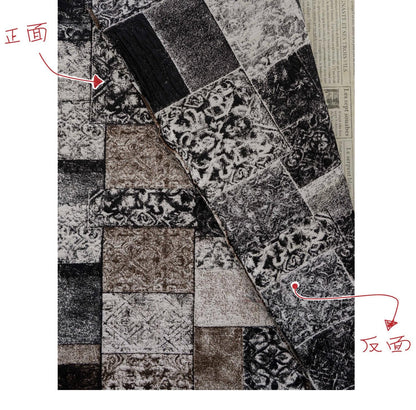 Vintage-Style Black Brown Geometric Jacquard Fabric, 3D Textured Block Pattern Yarn-Dyed Textile for Jackets, Dresses, Bags and Sewing, 53“W