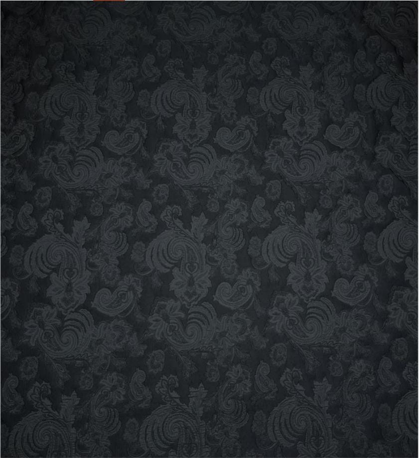 Black Paisley Jacquard Fabric, Tone-on-Tone Textured Suiting Textile for Dresses, Trench Coats, Jackets, Pants and Sewing