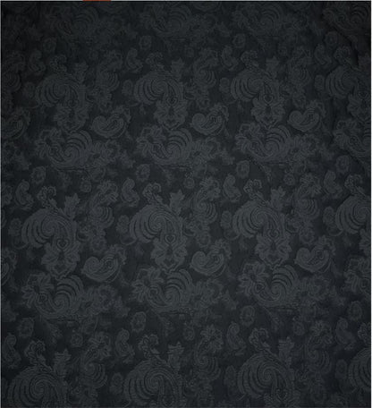 Black Paisley Jacquard Fabric, Tone-on-Tone Textured Suiting Textile for Dresses, Trench Coats, Jackets, Pants and Sewing