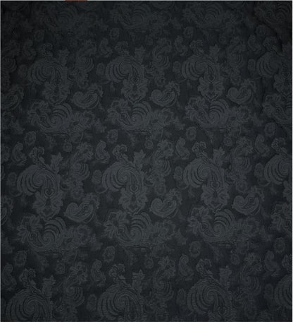 Black Paisley Jacquard Fabric, Tone-on-Tone Textured Suiting Textile for Dresses, Trench Coats, Jackets, Pants and Sewing