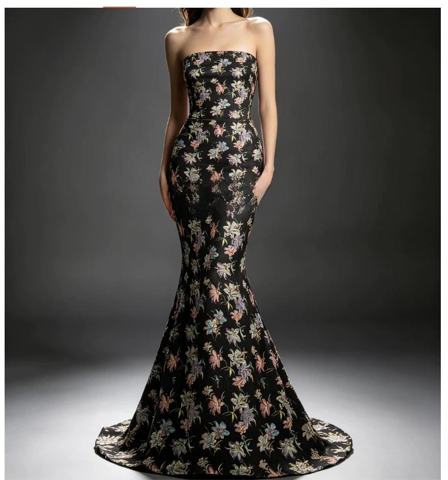 Black Multicolor Lily Jacquard Brocade Fabric, 3D Metallic Floral Textile for Gowns, Puff Sleeves, Dresses and Sewing