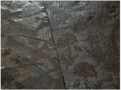 Black Gold Floral Jacquard Brocade Fabric, 3D Metallic Textured Textile for Evening Gowns, Jackets, Dresses and Sewing