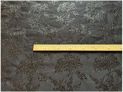 Black Gold Floral Jacquard Brocade Fabric, 3D Metallic Textured Textile for Evening Gowns, Jackets, Dresses and Sewing
