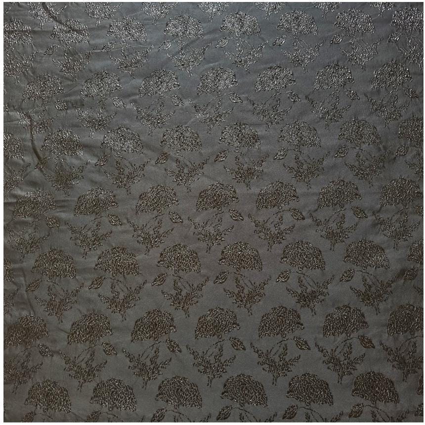 Black Gold Floral Jacquard Brocade Fabric, 3D Metallic Textured Textile for Evening Gowns, Jackets, Dresses and Sewing