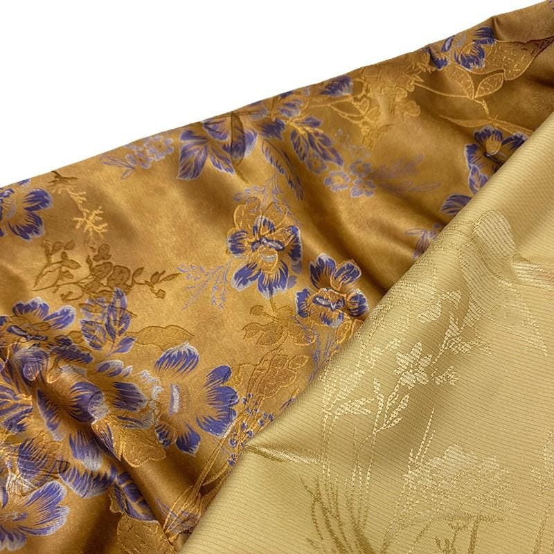 Olive Green Painterly Floral Print Fabric, Large Botanical Flower Textile for Dresses, Skirts, Jackets, Bags, Decor and Sewing