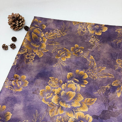Olive Green Painterly Floral Print Fabric, Large Botanical Flower Textile for Dresses, Skirts, Jackets, Bags, Decor and Sewing