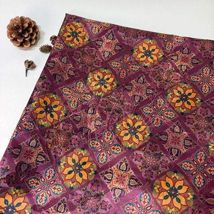 Olive Green & Gold Baoxiang Floral Print Fabric, Ornamental Geometric Medallion Textile for Dresses, Bags, Decor, Crafts and Sewing