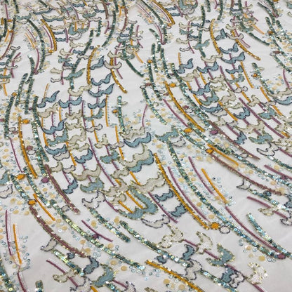 Multisize Sequin Embroidered Mesh Fabric, 2-9mm Sparkling Textile for Evening Gowns, Dresses, Stage Costumes and Fashion Sewing