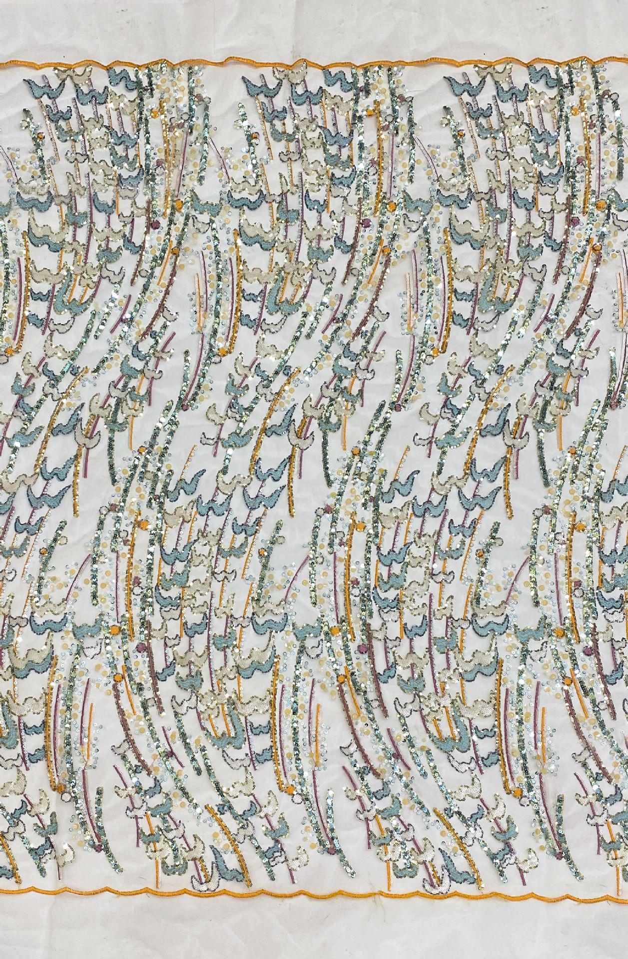 Multisize Sequin Embroidered Mesh Fabric, 2-9mm Sparkling Textile for Evening Gowns, Dresses, Stage Costumes and Fashion Sewing