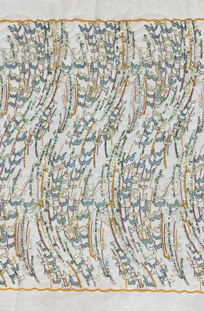 Multisize Sequin Embroidered Mesh Fabric, 2-9mm Sparkling Textile for Evening Gowns, Dresses, Stage Costumes and Fashion Sewing