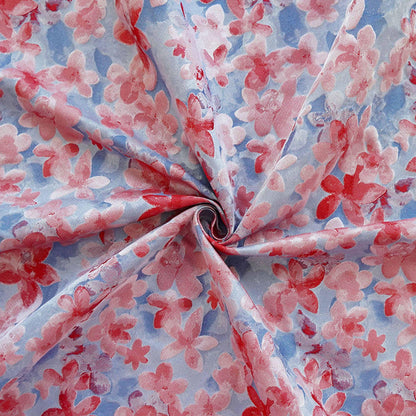 Blue Pink 3D Embossed Floral Yarn-Dyed Fabric, Soft Pastel Textured Textile for Dresses, Skirts, Jackets, Bags and Sewing - 62" Wide