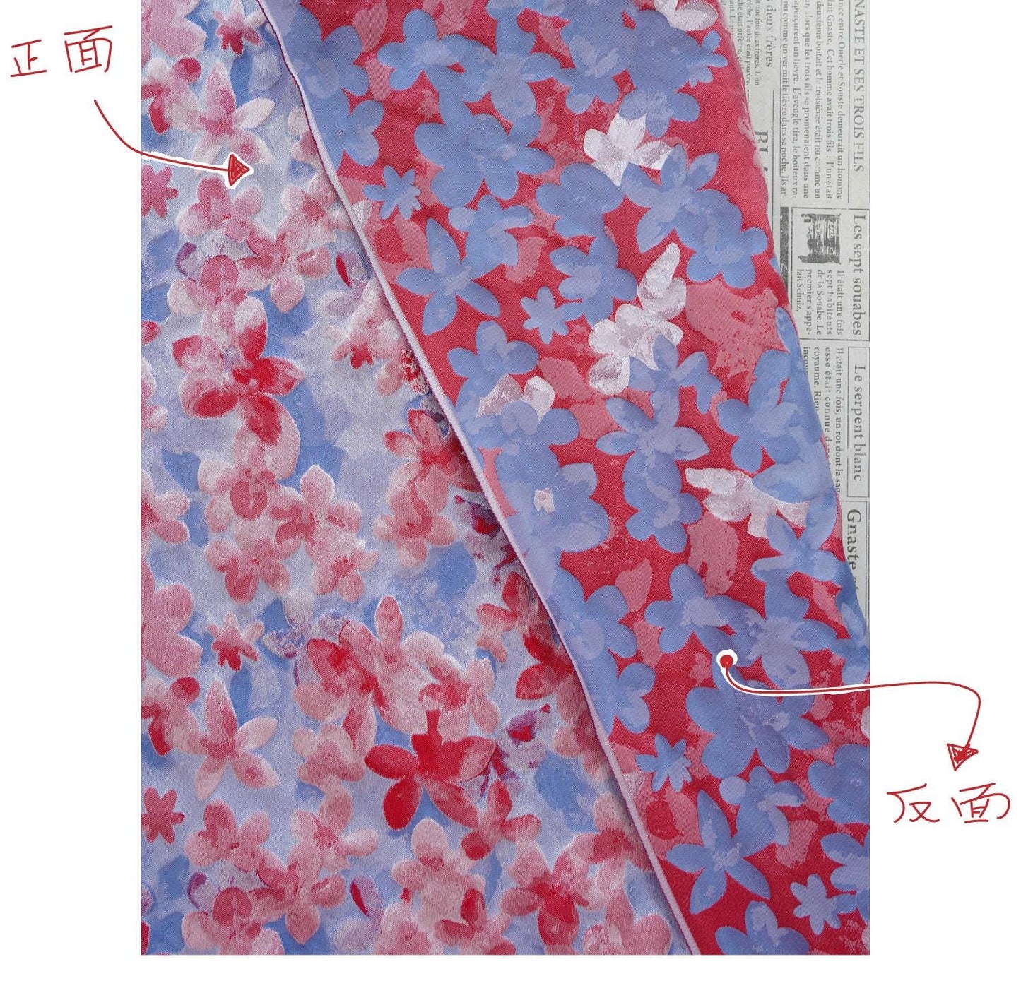 Blue Pink 3D Embossed Floral Yarn-Dyed Fabric, Soft Pastel Textured Textile for Dresses, Skirts, Jackets, Bags and Sewing - 62" Wide