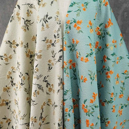 Teal 3D Embossed Small Floral Yarn-Dyed Fabric, Textured Woven Textile for Dresses, Jackets, Skirts, Bags and Sewing, 55" Wide