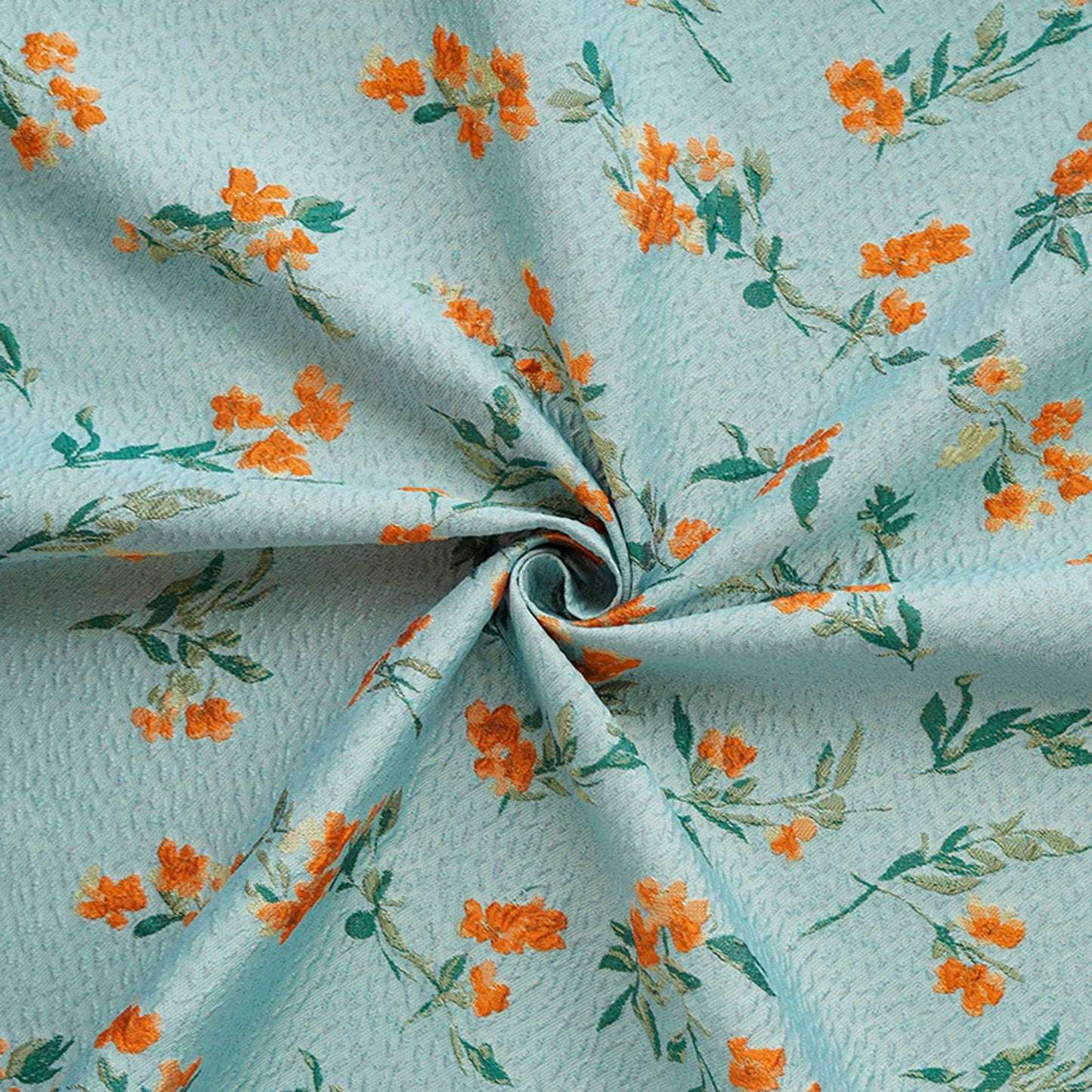 Teal 3D Embossed Small Floral Yarn-Dyed Fabric, Textured Woven Textile for Dresses, Jackets, Skirts, Bags and Sewing, 55" Wide