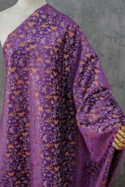Butterfly Vine Song Brocade Fabric, Gold Thread Jacquard Textile for Qipao, Hanfu, Dresses, Bags and Sewing, 59"Wide